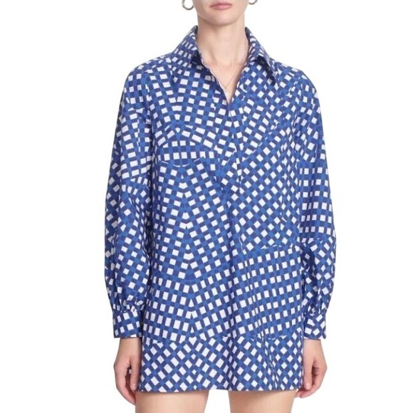 Corie Lynn Calter Tops - Corie Lynn Calter Anthropologie Sea Blue Checked Lagenlook Shadi Tunic / Dress S